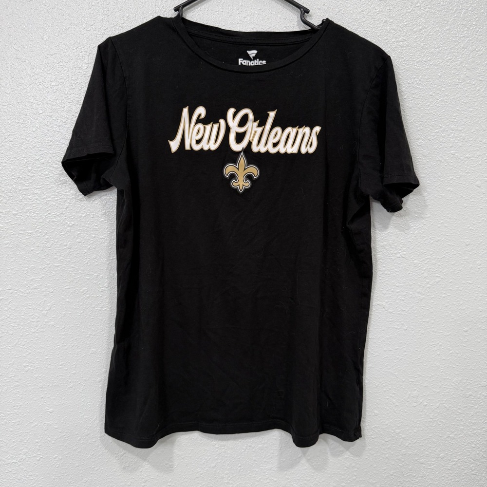 Fanatics New Orleans Saints Black T Shirt Womens L NFL Football Fan Gear Tee